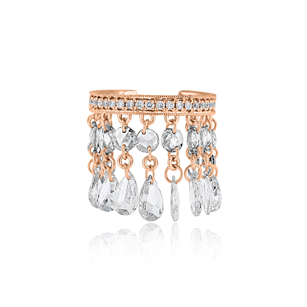 French pave cuffs with dangling rosecuts