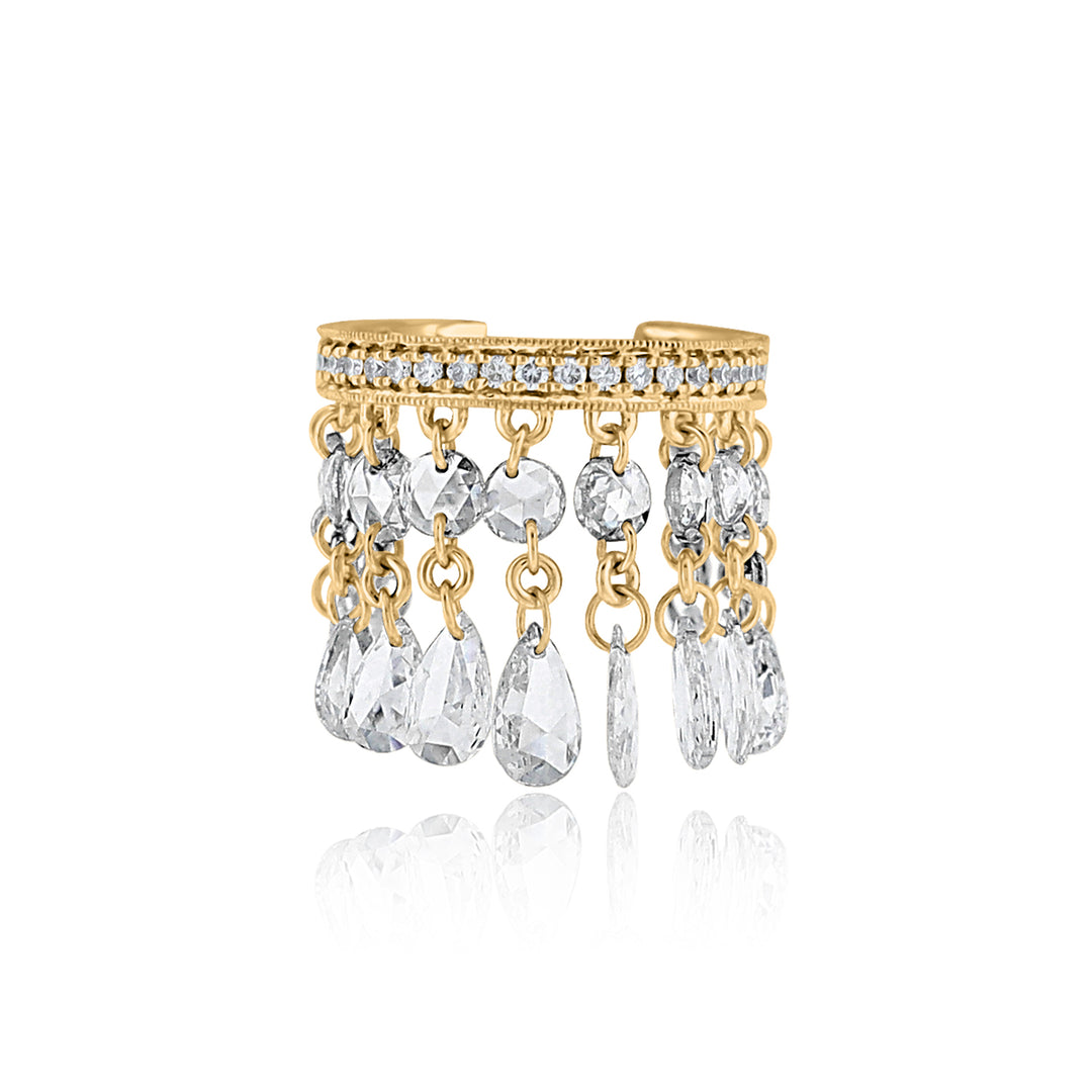 French pave cuffs with dangling rosecuts